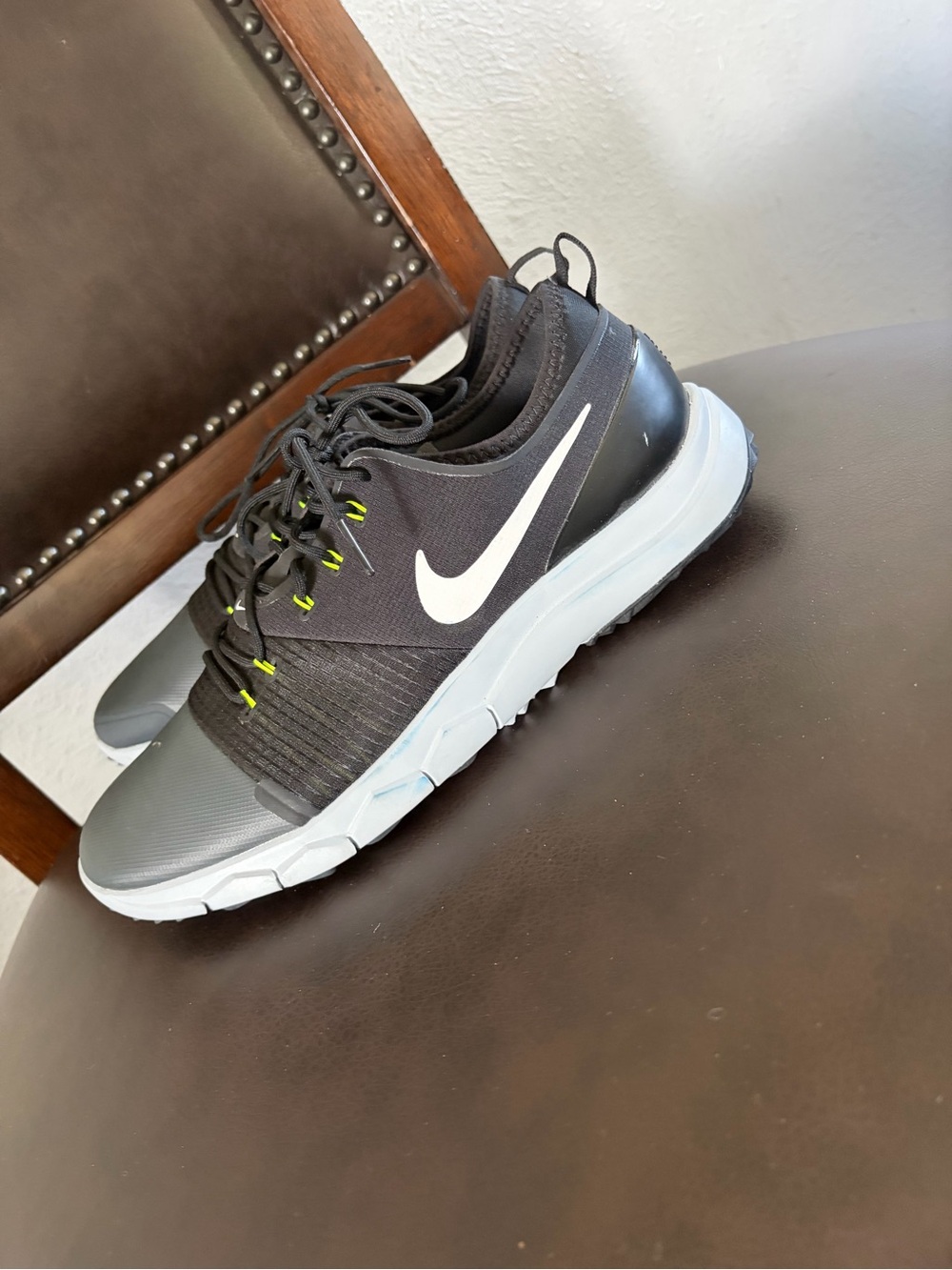 Nike Men’s Black and White Training Shoes with Lime Accents